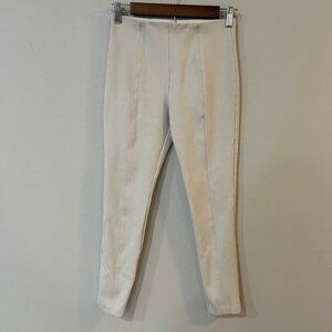 United Colors Of Benetton Off White Cream Ribbed Straight Stretch Trousers XS